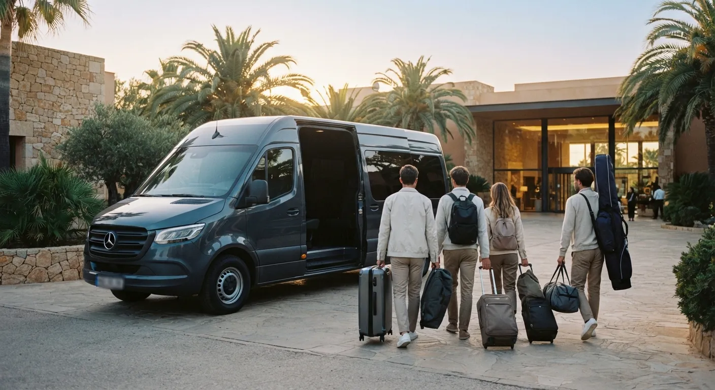 Illustrative image for Maxi van airport transfers Sydney: the vehicle at the kerb, ready to load.