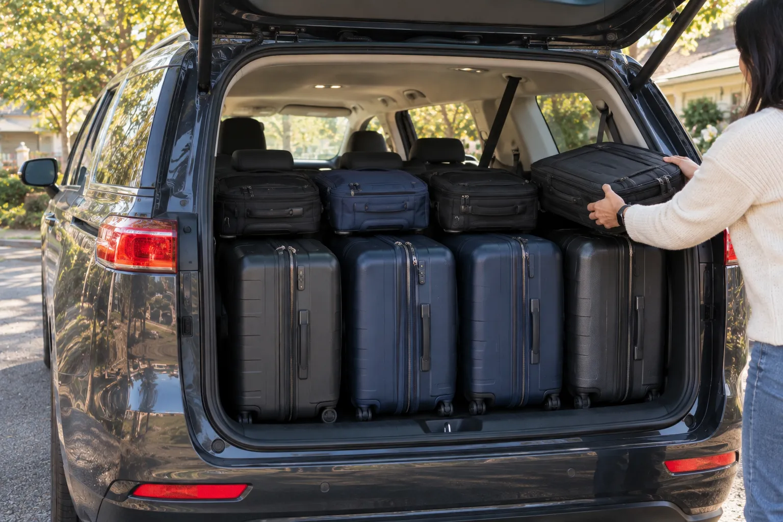 Illustrative image for People mover airport transfers Sydney: luggage packed in the back.