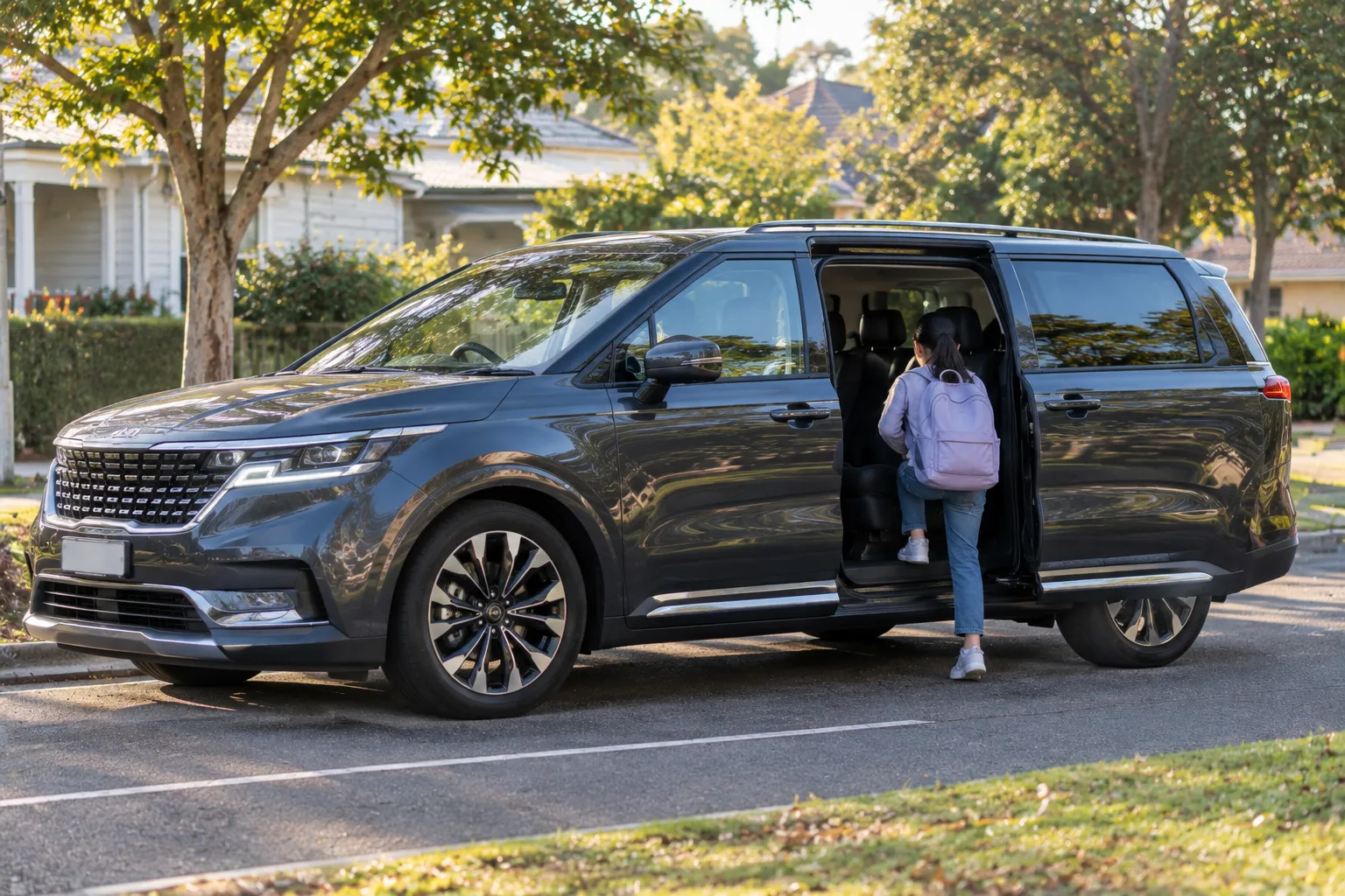Illustrative image for People mover airport transfers Sydney: the vehicle at the kerb, ready to load.