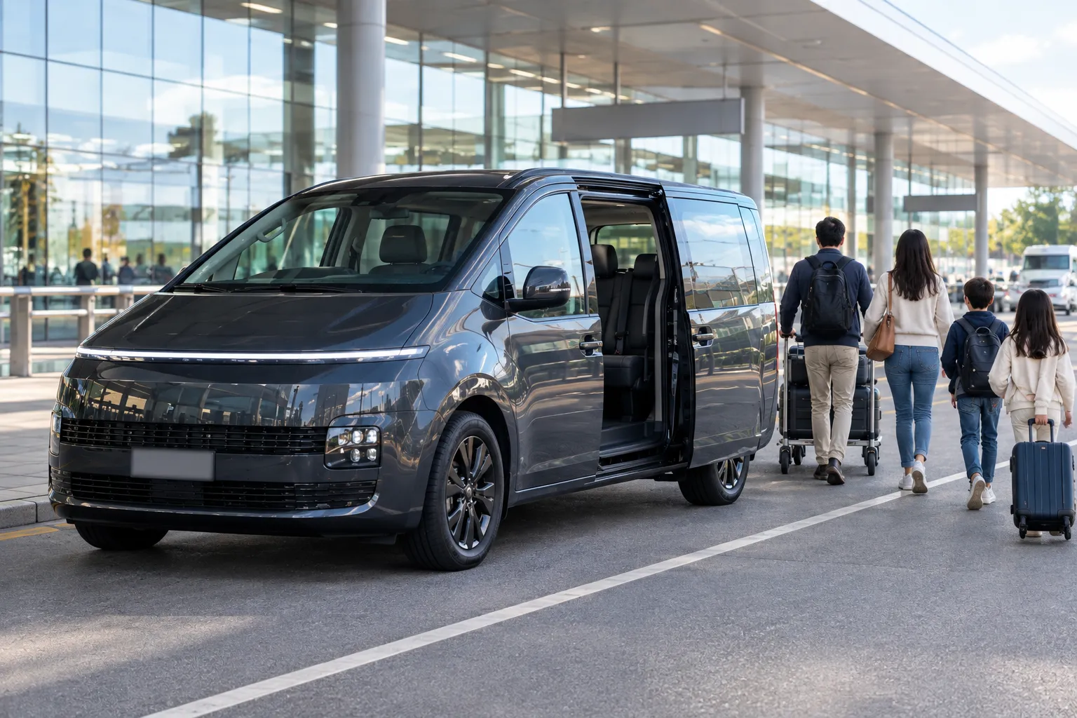 Illustrative image for People mover XL airport transfers Sydney: the vehicle at the kerb, ready to load.