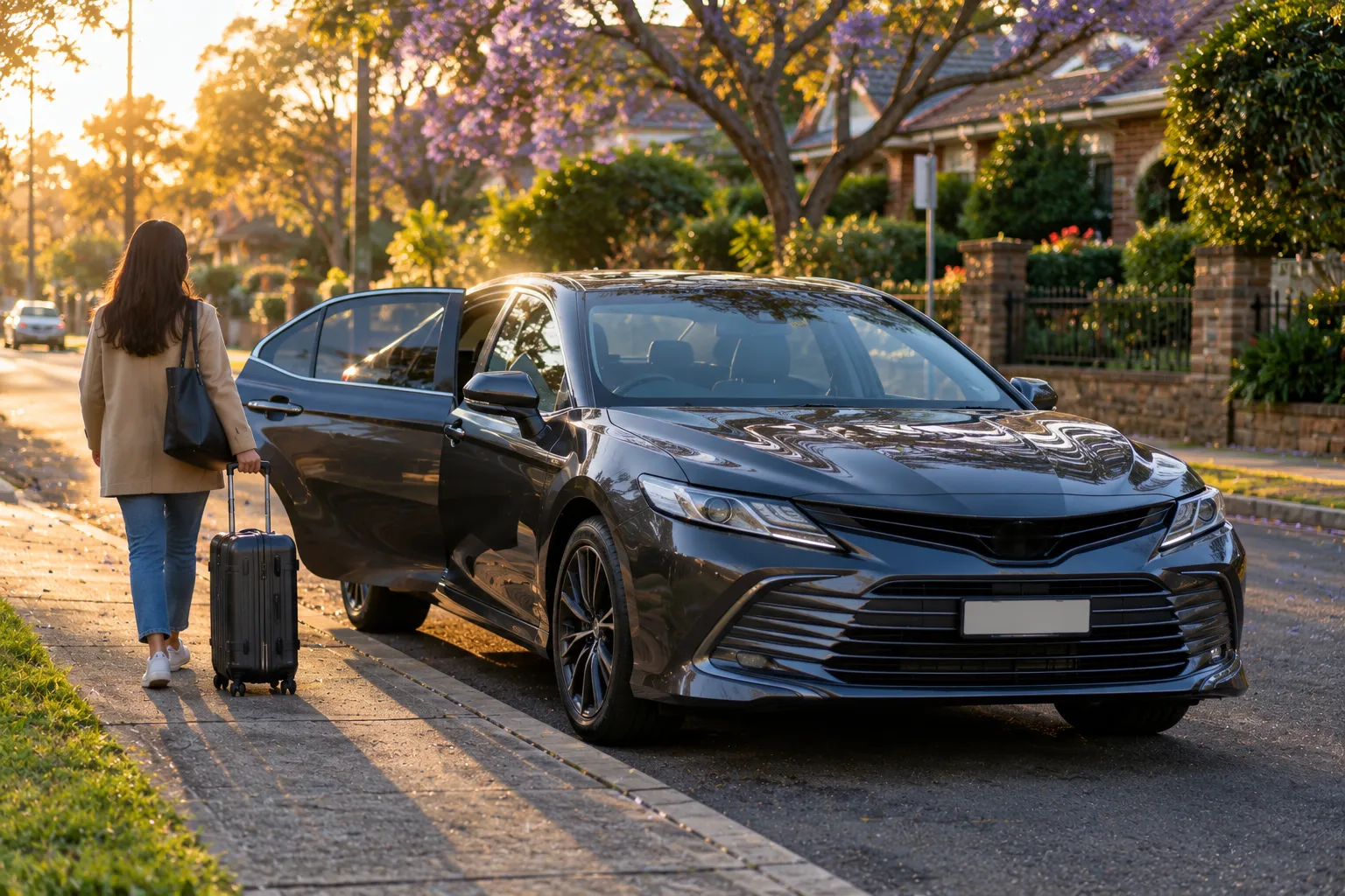 Illustrative image for Sedan airport transfers Sydney: the vehicle at the kerb, ready to load.