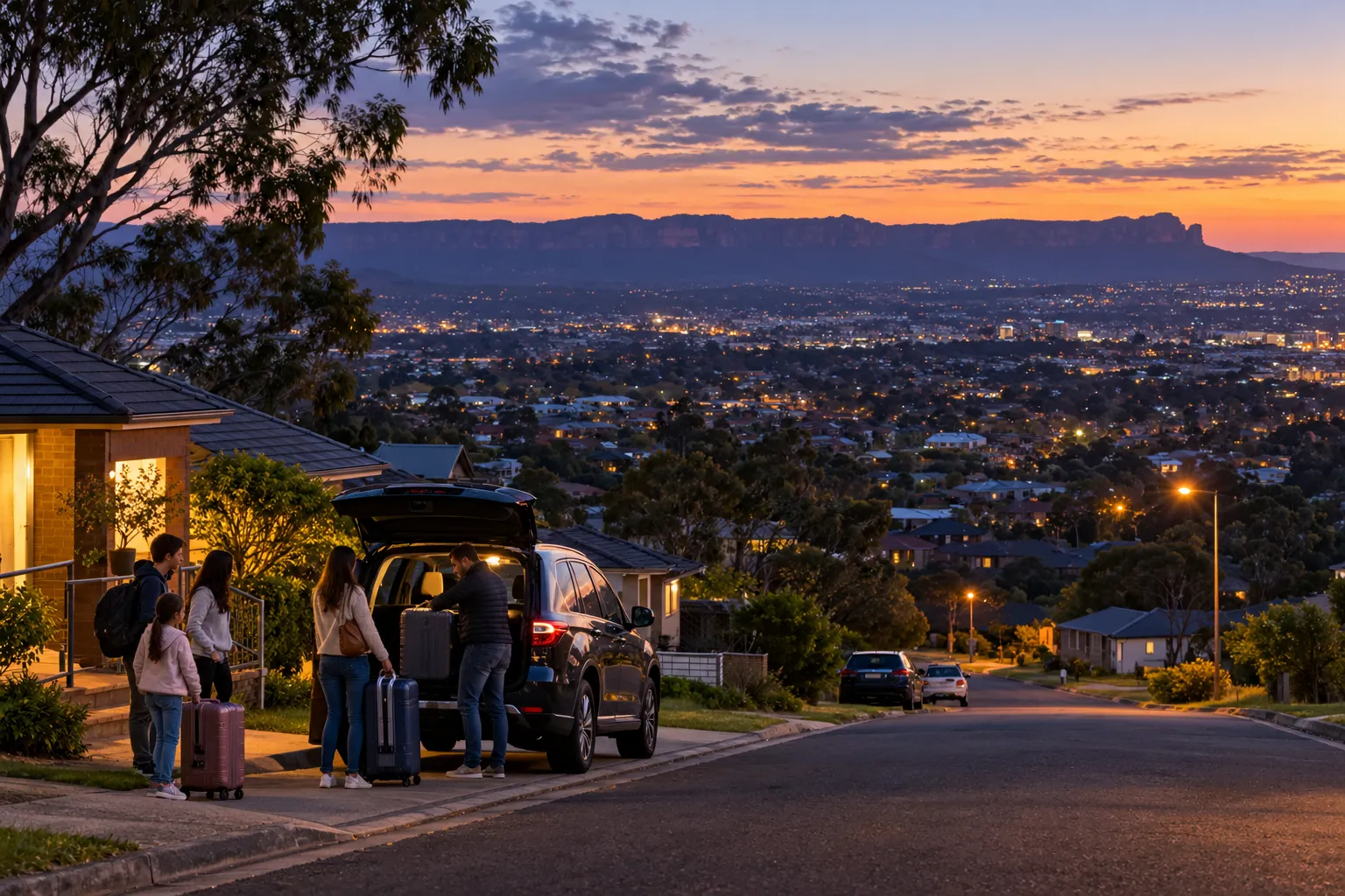 Illustrative image for About us: dusk over Sydney's western suburbs seen from a rise.